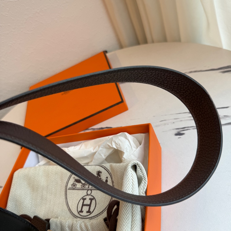 Hermes 黑銀H 90cm皮帶-11