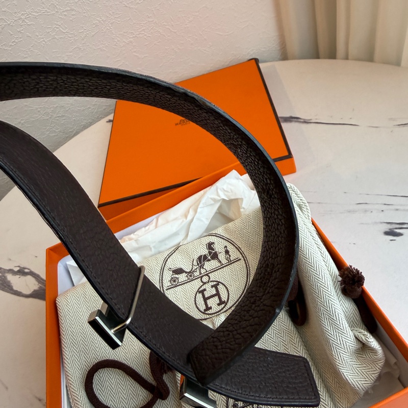 Hermes 黑銀H 90cm皮帶-12
