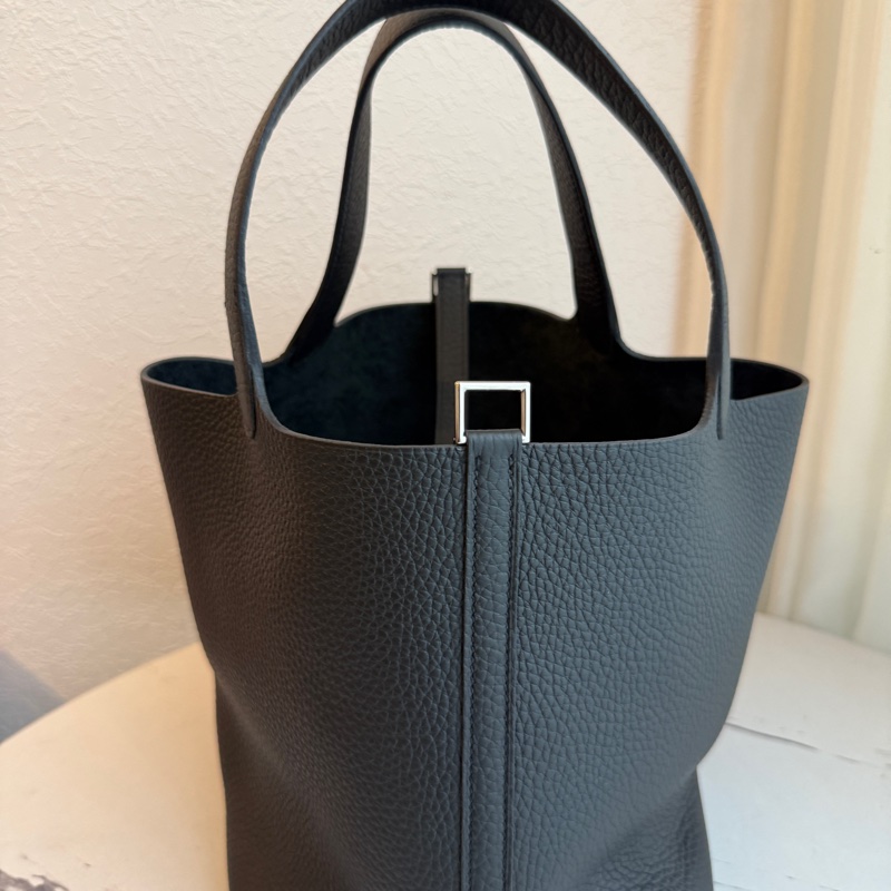 Hermes picotin22黑銀 極新菜籃子 K-4