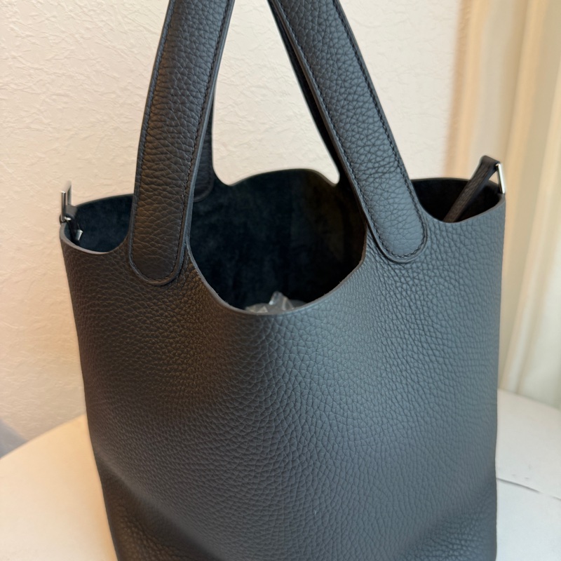 Hermes picotin22黑銀 極新菜籃子 K-5