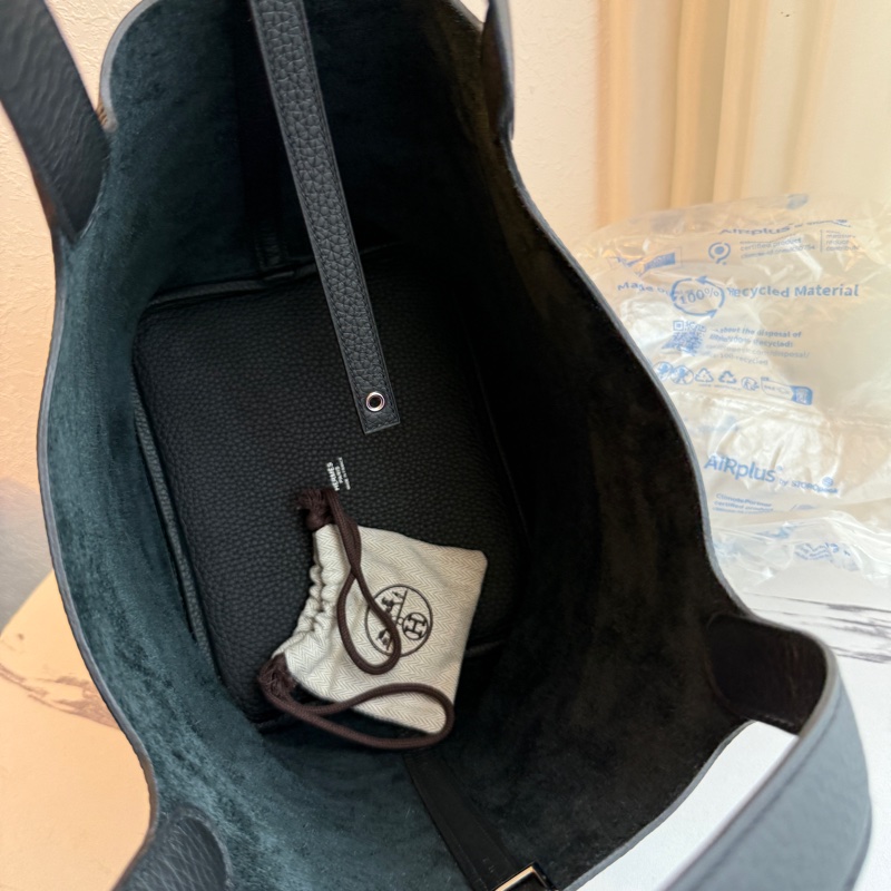 Hermes picotin22黑銀 極新菜籃子 K-16