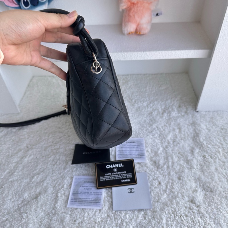 Chanel 稀有康鵬系列黑白相機包 尺寸約26×6×16cm 牛皮-5