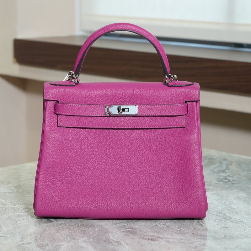 【美收精品】HERMÈS Kelly 桃粉色粒面皮革手提肩背包 C刻 5-381-2