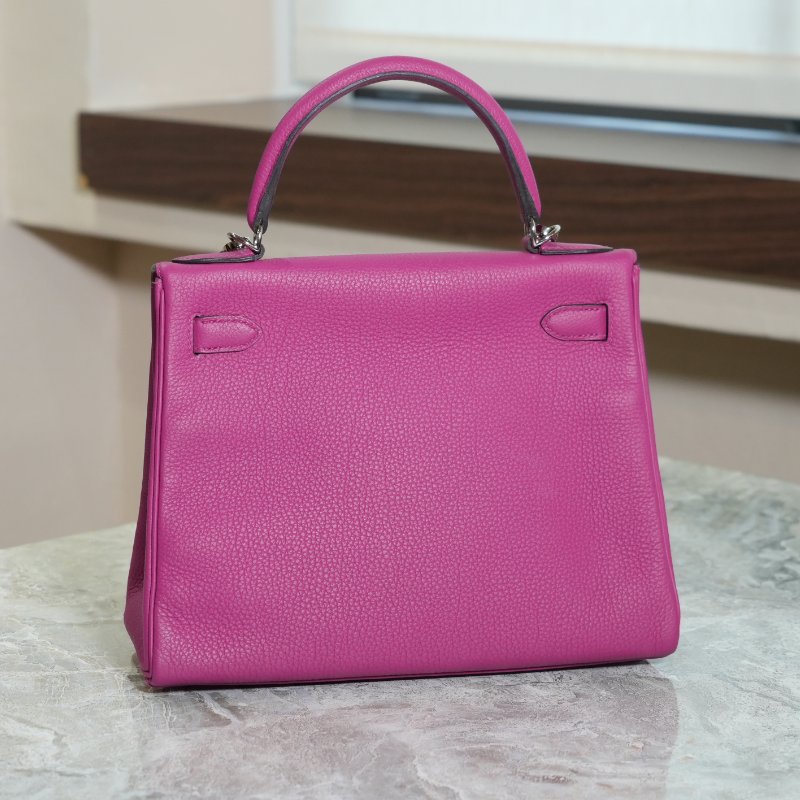 【美收精品】HERMÈS Kelly 桃粉色粒面皮革手提肩背包 C刻 5-381-3