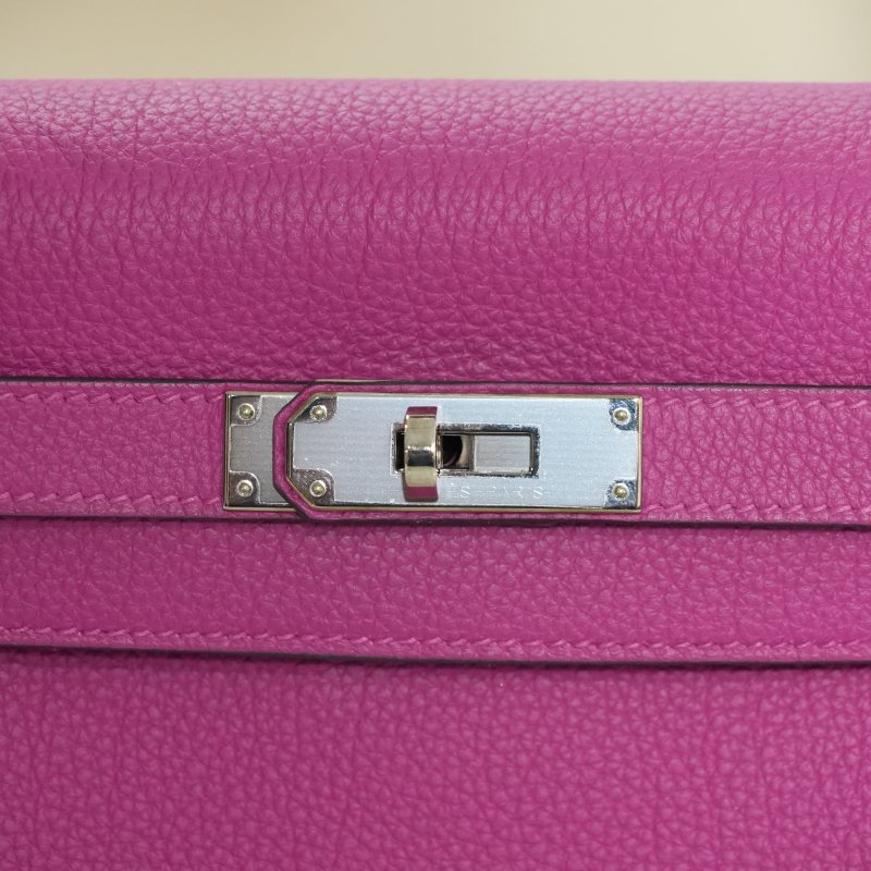 【美收精品】HERMÈS Kelly 桃粉色粒面皮革手提肩背包 C刻 5-381-7