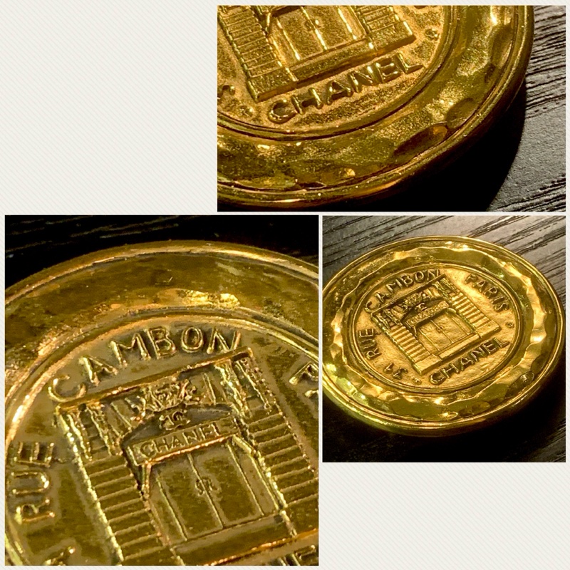 香奈兒復古金色圓盤胸針 Chanel Vintage Golden Round Plate Brooch-1