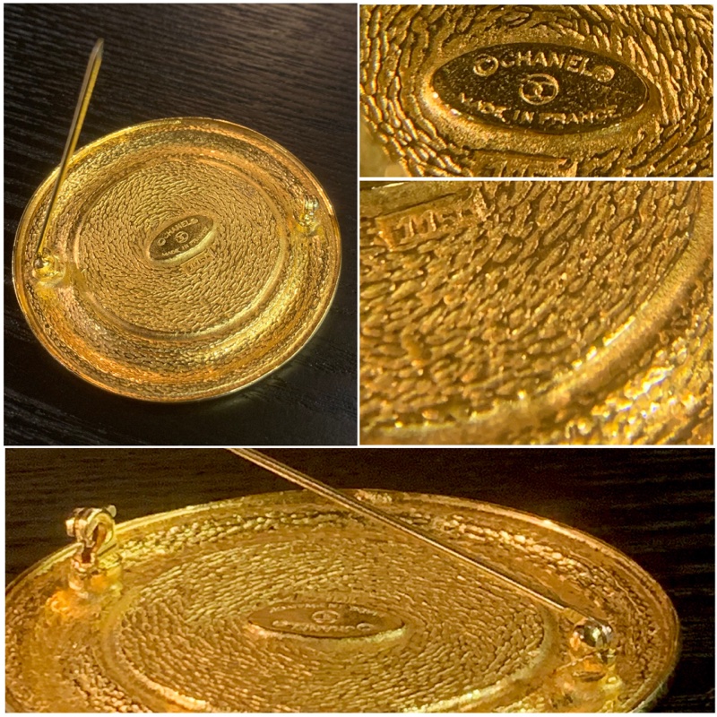 香奈兒復古金色圓盤胸針 Chanel Vintage Golden Round Plate Brooch-2