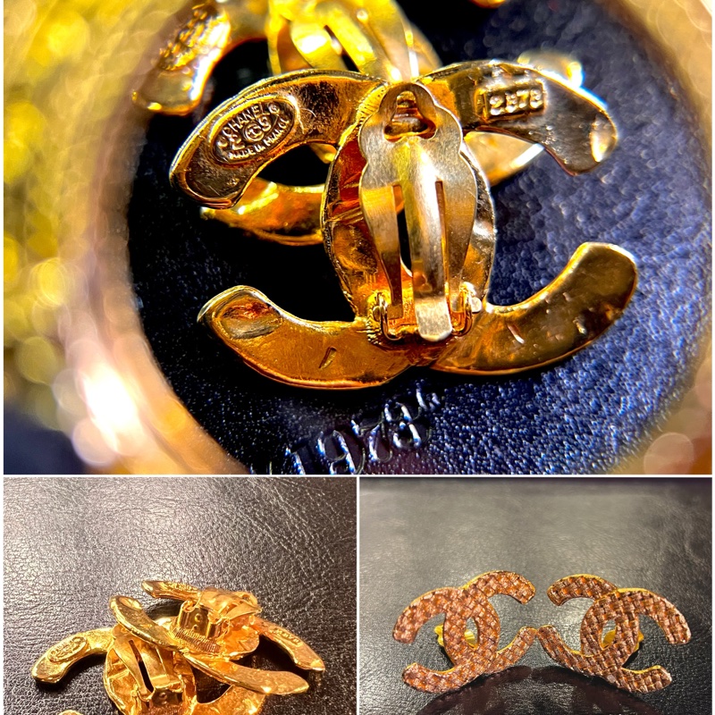 Chanel Vintage CC Logo Gold Ear Clips 香奈兒中古鍍金CC耳夾-3