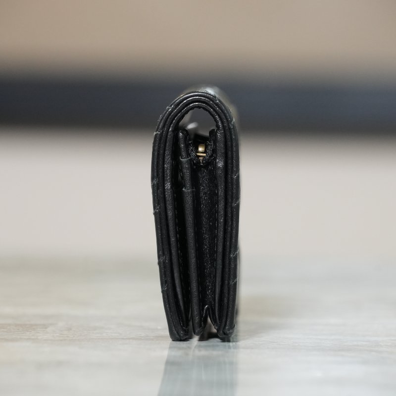 【美收精品】GUCCI 黑色 GG Marmont Chevron 皮革短夾卡片夾 5-380-3