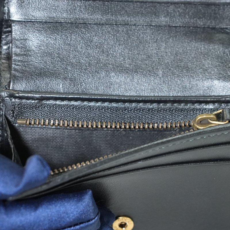 【美收精品】GUCCI 黑色 GG Marmont Chevron 皮革短夾卡片夾 5-380-10