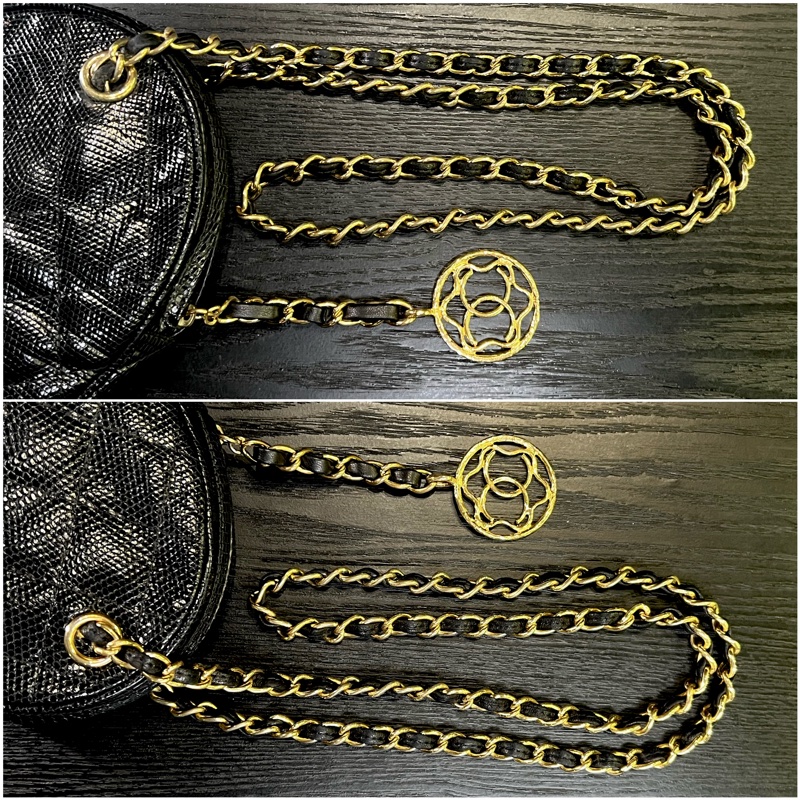 香奈兒極罕中古黑色蜥蜴皮單肩包 Chanel Vintage Lizard Skin Diamond Quilted Shoulder Bag In Black With Charm-3