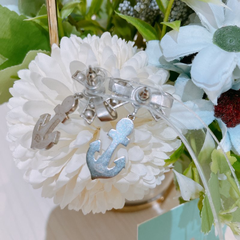 TK2047 Chanel 香奈兒蝴蝶結雙水昌耳環 Silver-Tone Metal Bow Anchor Dangle Earrings-12
