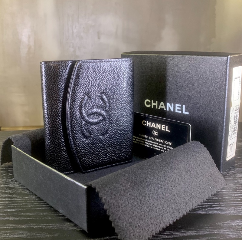 香奈儿复古鱼子醬皮短銀包 Chanel Vintage Caviar Skin Short Wallet With CC Logo （Full set)-0