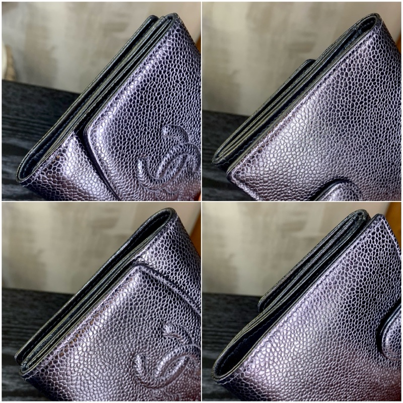 香奈儿复古鱼子醬皮短銀包 Chanel Vintage Caviar Skin Short Wallet With CC Logo （Full set)-2