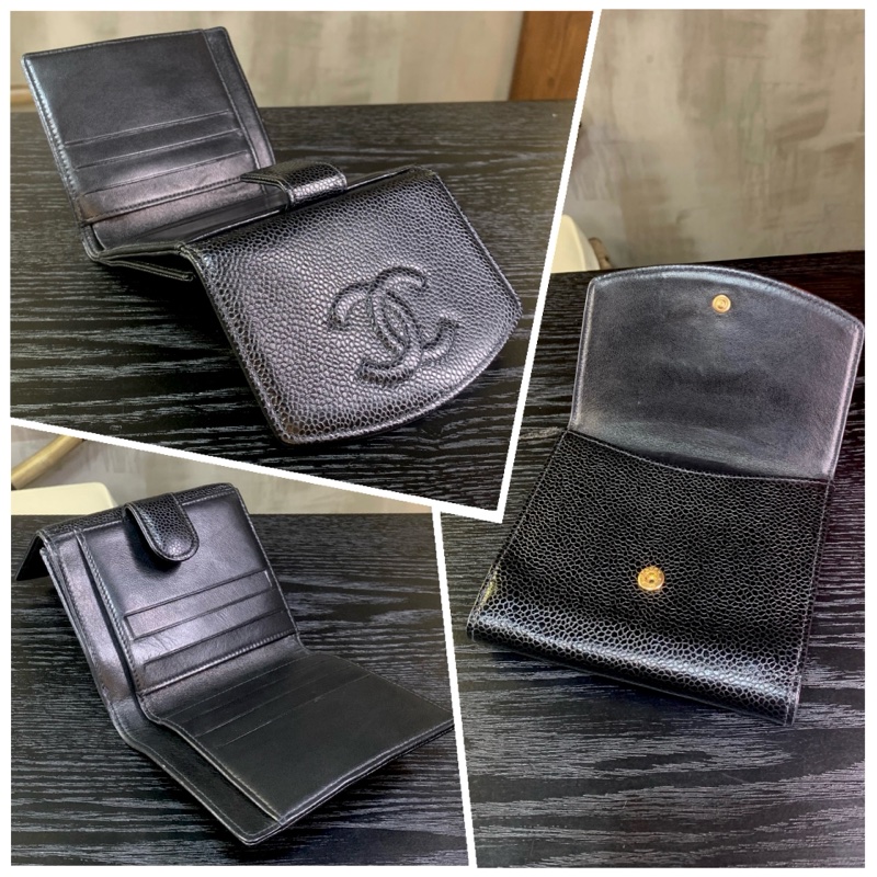 香奈儿复古鱼子醬皮短銀包 Chanel Vintage Caviar Skin Short Wallet With CC Logo （Full set)-4