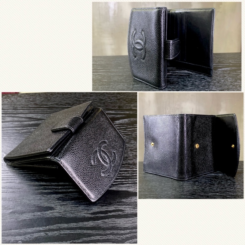 香奈儿复古鱼子醬皮短銀包 Chanel Vintage Caviar Skin Short Wallet With CC Logo （Full set)-5