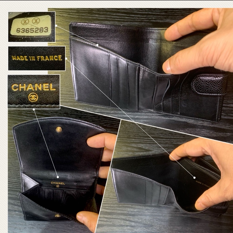 香奈儿复古鱼子醬皮短銀包 Chanel Vintage Caviar Skin Short Wallet With CC Logo （Full set)-6