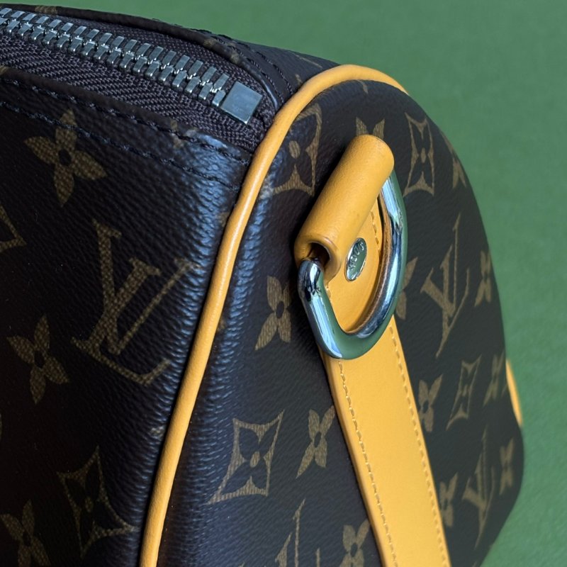 Keppall 35 ::LOUIS VUITTON:: LV M13201 經典花紋黃色皮革銀釦旅行袋手提斜背包-15