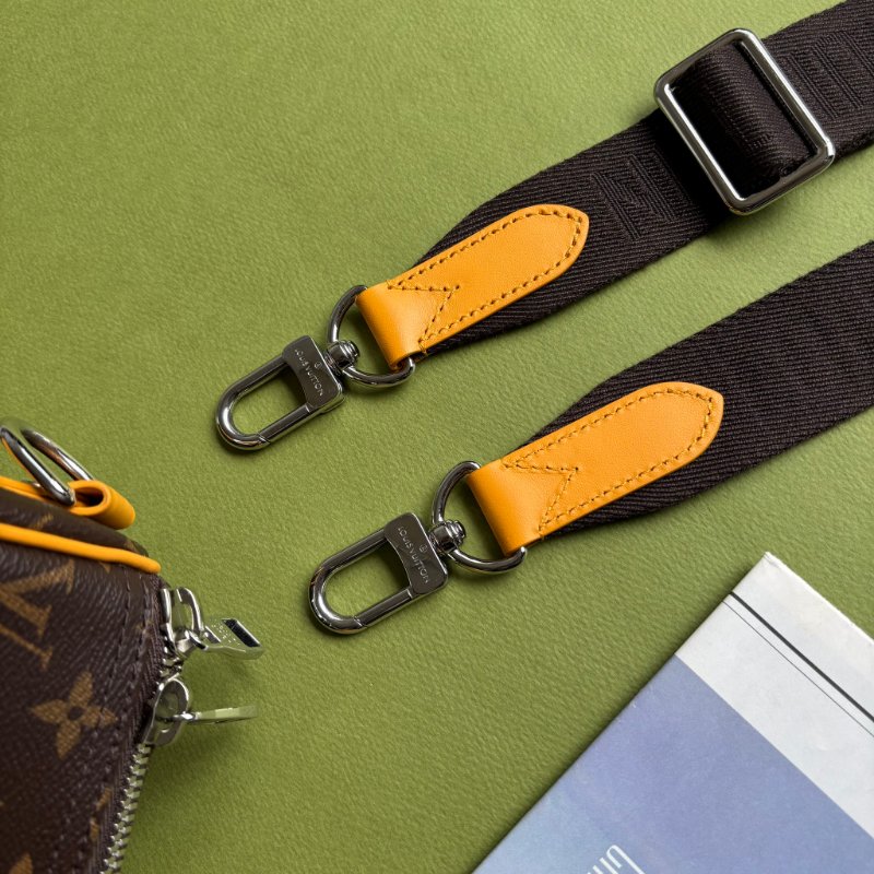 Keppall 35 ::LOUIS VUITTON:: LV M13201 經典花紋黃色皮革銀釦旅行袋手提斜背包-21