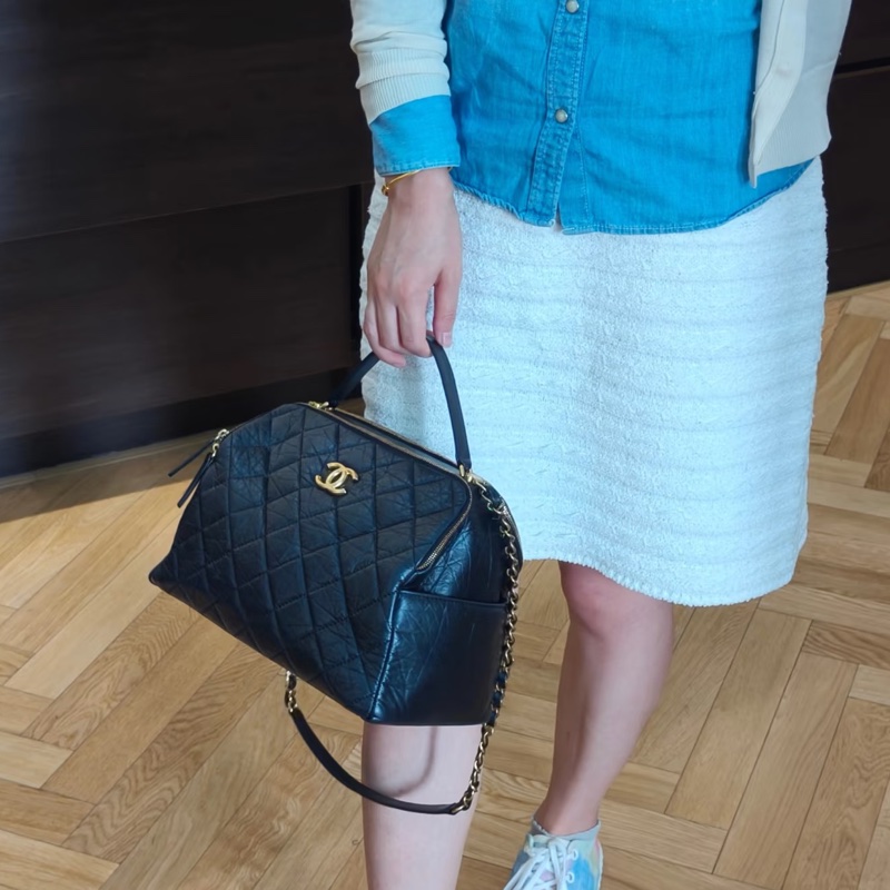 CHANEL香奈兒23C黑金保齡球包Bowling Bag🎱-5