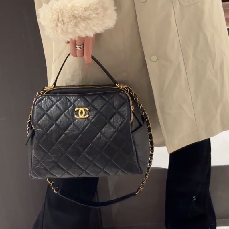 CHANEL香奈兒23C黑金保齡球包Bowling Bag🎱-9