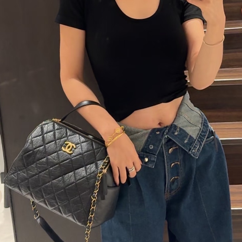 CHANEL香奈兒23C黑金保齡球包Bowling Bag🎱-21