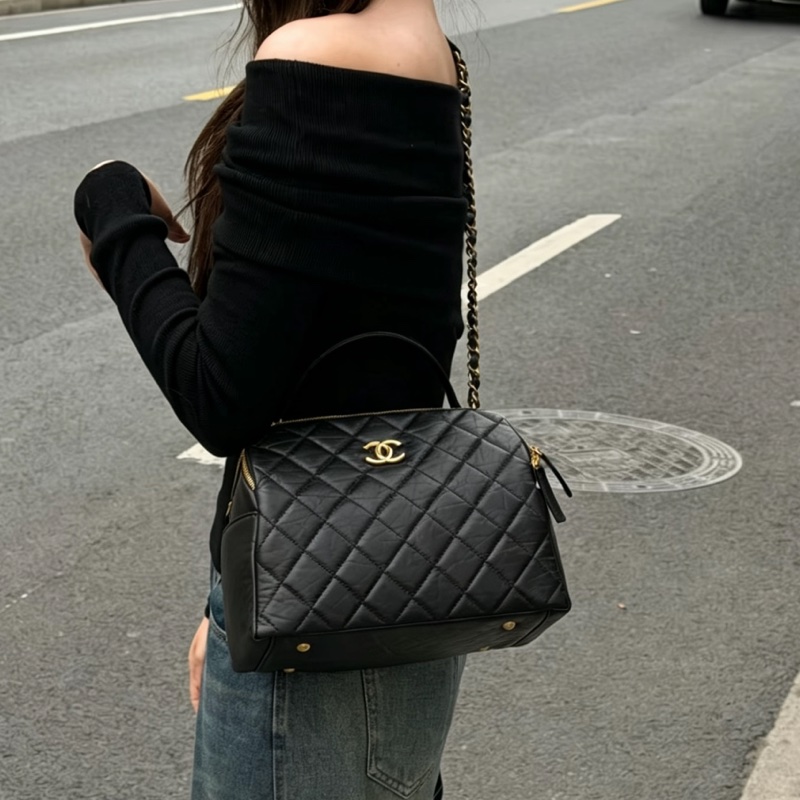 CHANEL香奈兒23C黑金保齡球包Bowling Bag🎱-35