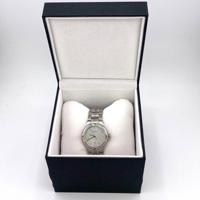 Gucci GUCCI 9045系列YA090318銀色男士瑞士製造石英日期日曆腕錶-6