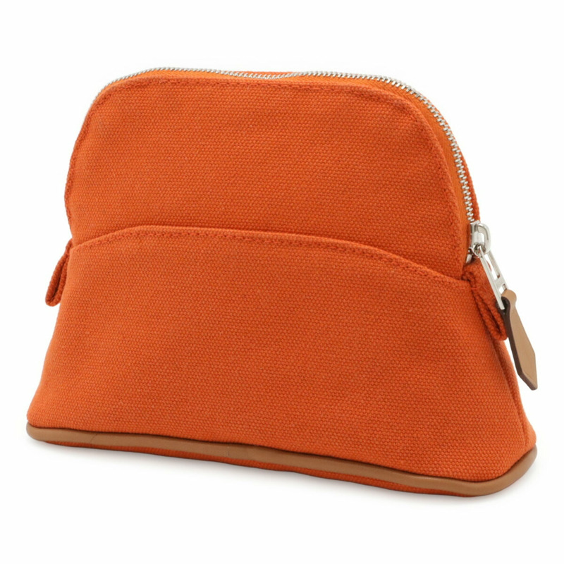 愛馬仕 Bolide Pouch 16 迷你手提包 棉帆布 皮革 橙色 自然色-2