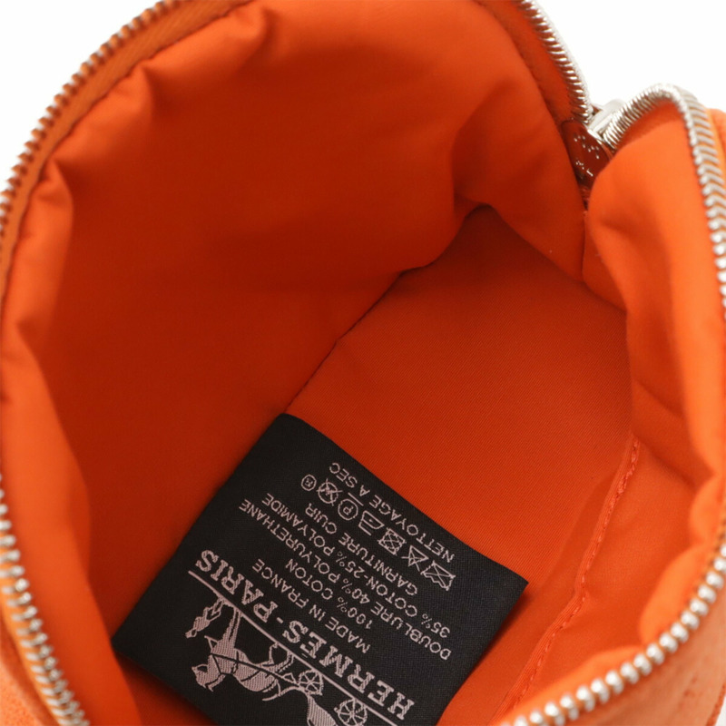 愛馬仕 Bolide Pouch 16 迷你手提包 棉帆布 皮革 橙色 自然色-5