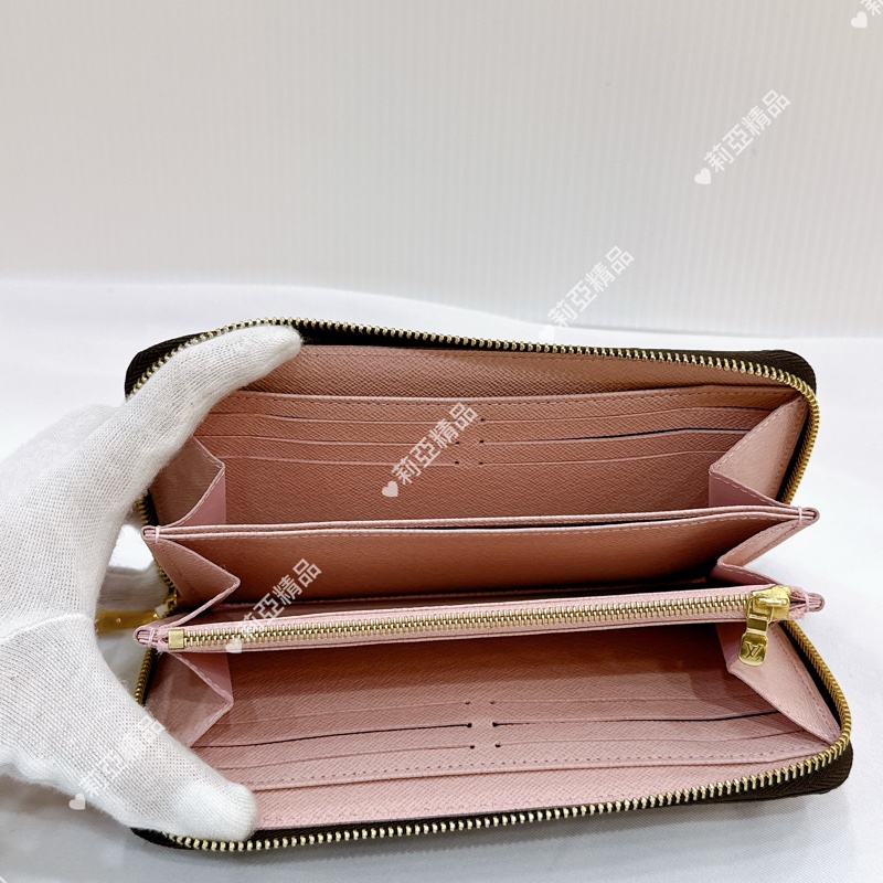 莉亞精品♡ LV 老花長夾 粉色內裡 二手美包-11