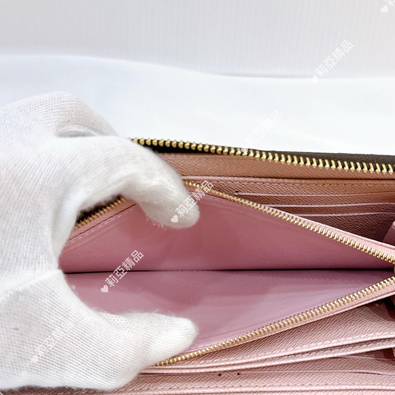 莉亞精品♡ LV 老花長夾 粉色內裡 二手美包-14
