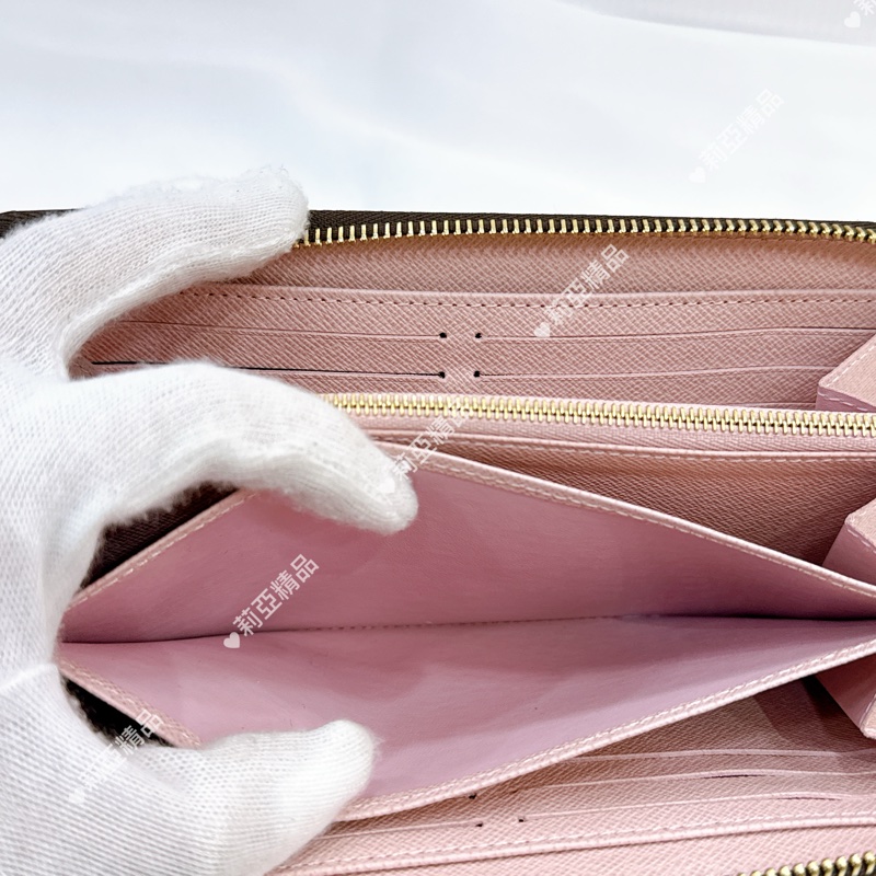 莉亞精品♡ LV 老花長夾 粉色內裡 二手美包-15