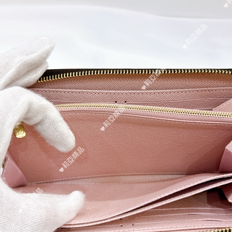 莉亞精品♡ LV 老花長夾 粉色內裡 二手美包-17