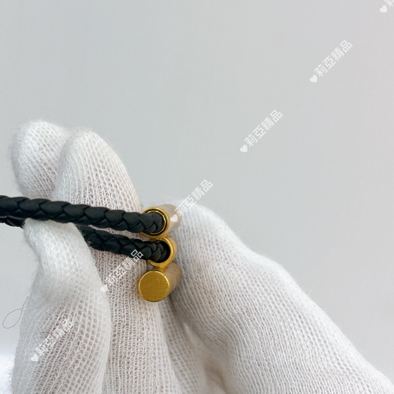 莉亞精品♡ Hermes黑色皮革金釦手環 二手美品-4