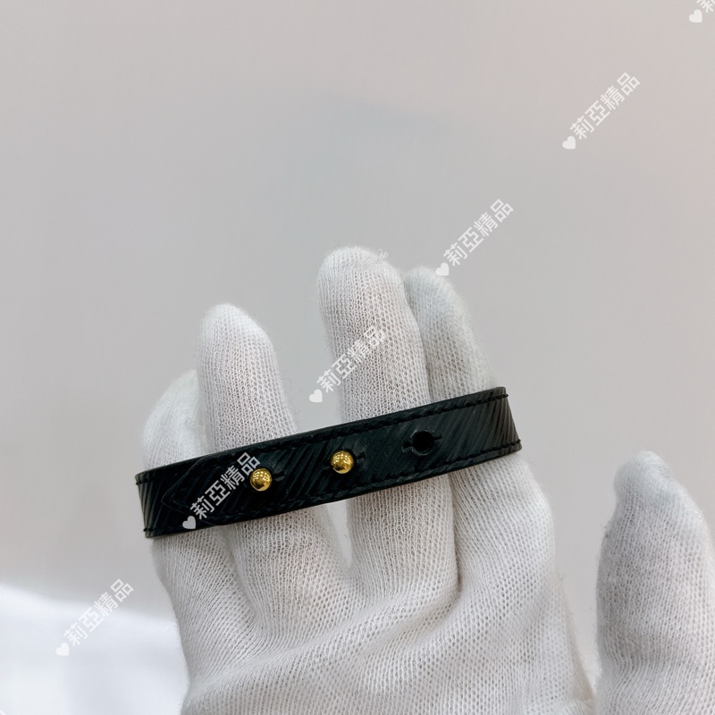 莉亞精品♡ LV黑色水波紋皮帶手環 19cm 二手美品-3