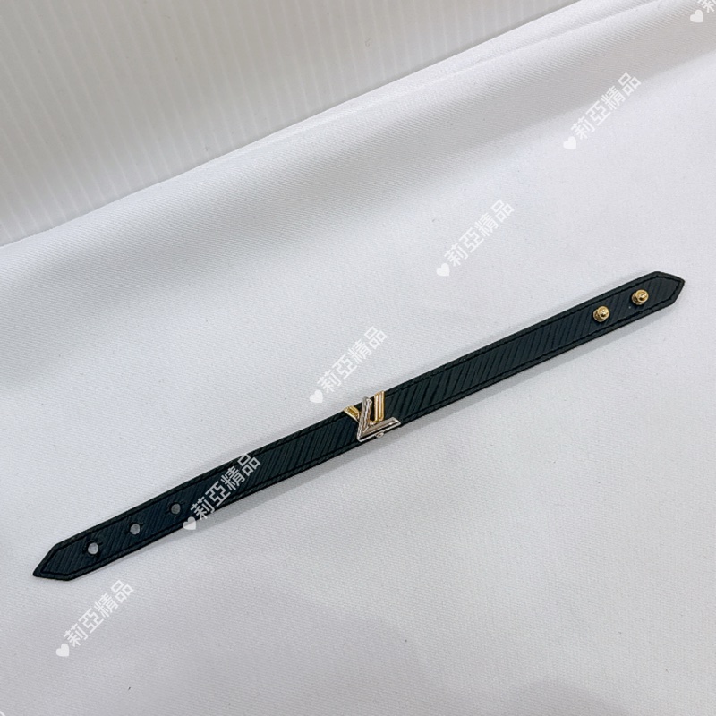 莉亞精品♡ LV黑色水波紋皮帶手環 19cm 二手美品-5