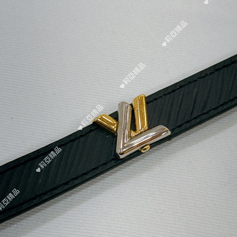 莉亞精品♡ LV黑色水波紋皮帶手環 19cm 二手美品-7