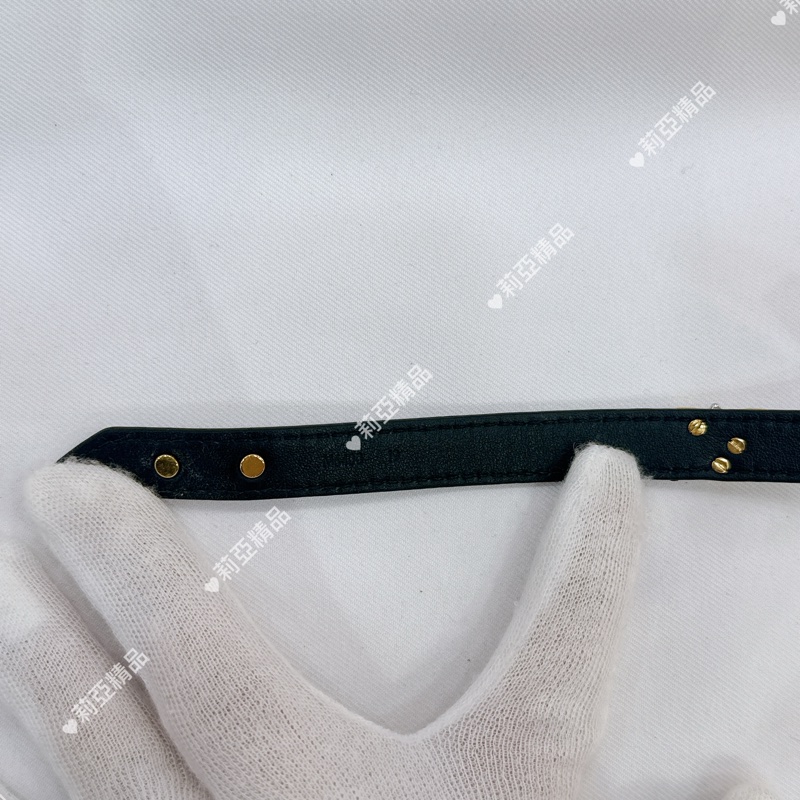 莉亞精品♡ LV黑色水波紋皮帶手環 19cm 二手美品-9