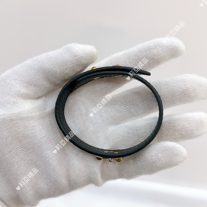 莉亞精品♡ LV黑色水波紋皮帶手環 19cm 二手美品-11