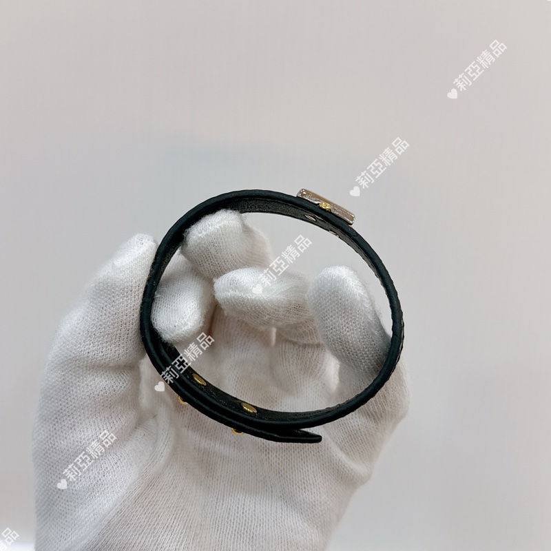莉亞精品♡ LV黑色水波紋皮帶手環 19cm 二手美品-12