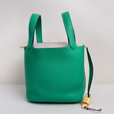 Hermès Picotin 18 菜籃子｜竹子綠金扣 日常輕便百搭款