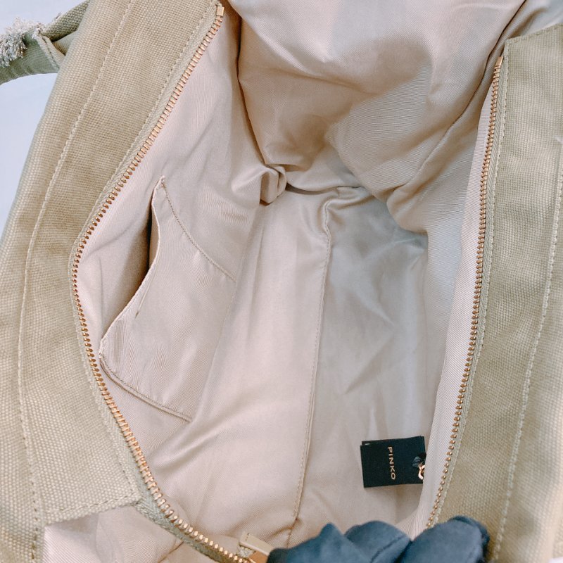 MS0634 Pinko 品高 帆布 沙灘包 手提 綠色 金扣 Beach Shopping Tote Canvas Green x GHW-12