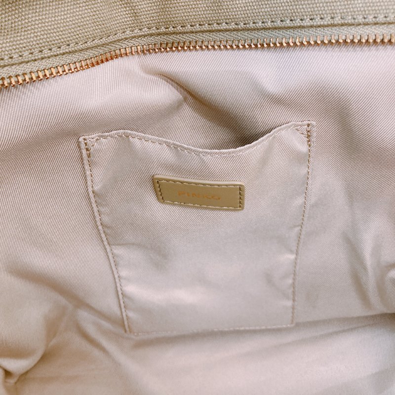 MS0634 Pinko 品高 帆布 沙灘包 手提 綠色 金扣 Beach Shopping Tote Canvas Green x GHW-13