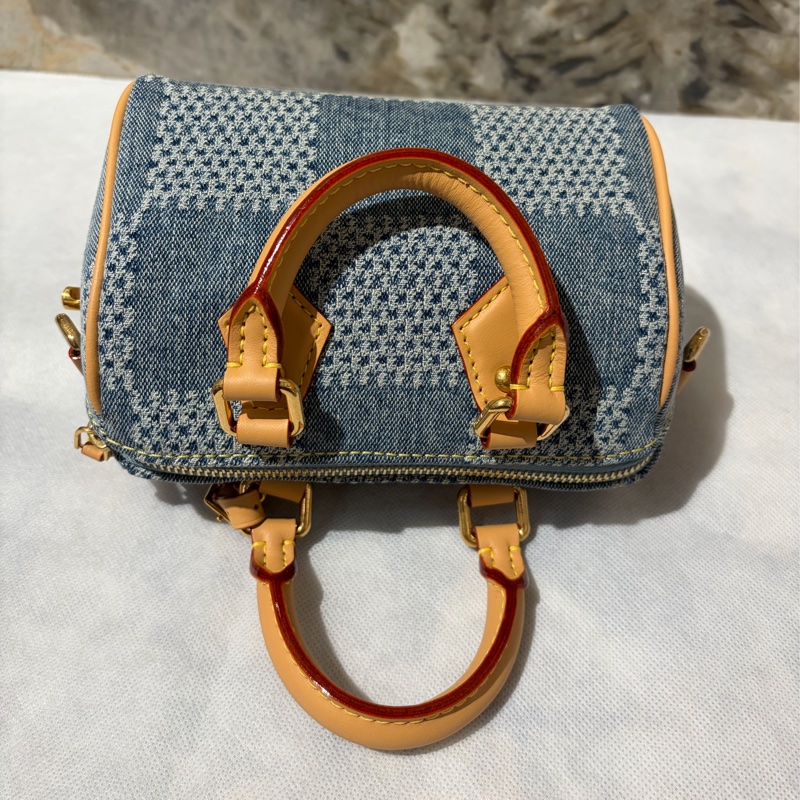 LV淺藍牛仔格紋Nano speedy-7