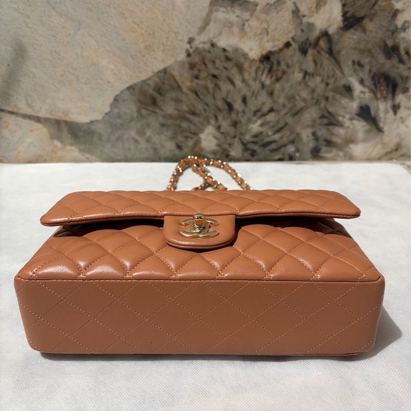 Chanel 焦糖色金釦羊皮CF25-4