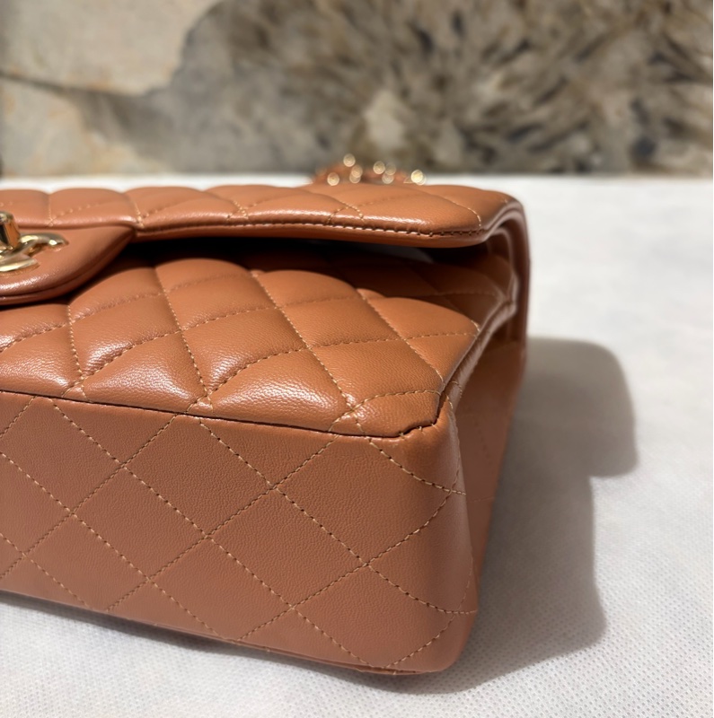 Chanel 焦糖色金釦羊皮CF25-5
