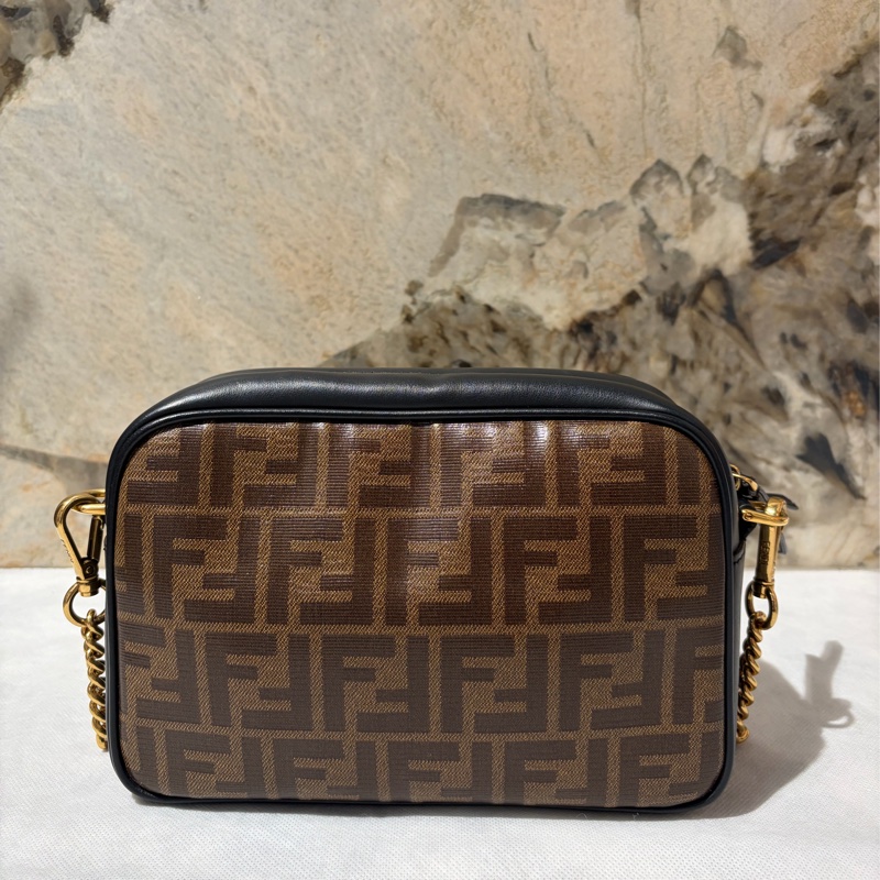 Fendi 咖色F F  PVC 老花相機包-2