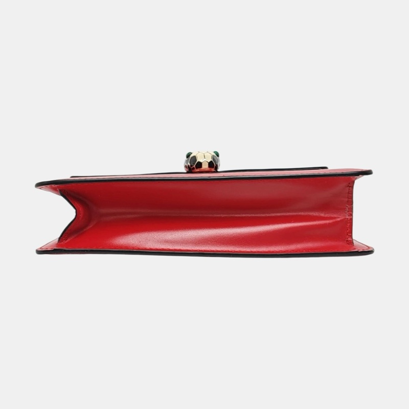 BVLGARI SERPENTI FOREVER 小號 紅色牛皮蛇頭鑲嵌蛇頭包斜背包-4
