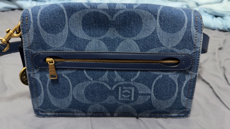 TABBY 經典 SIGNATURE 大號 丹寧布 COACH CLOT 鏈帶單肩手袋-2